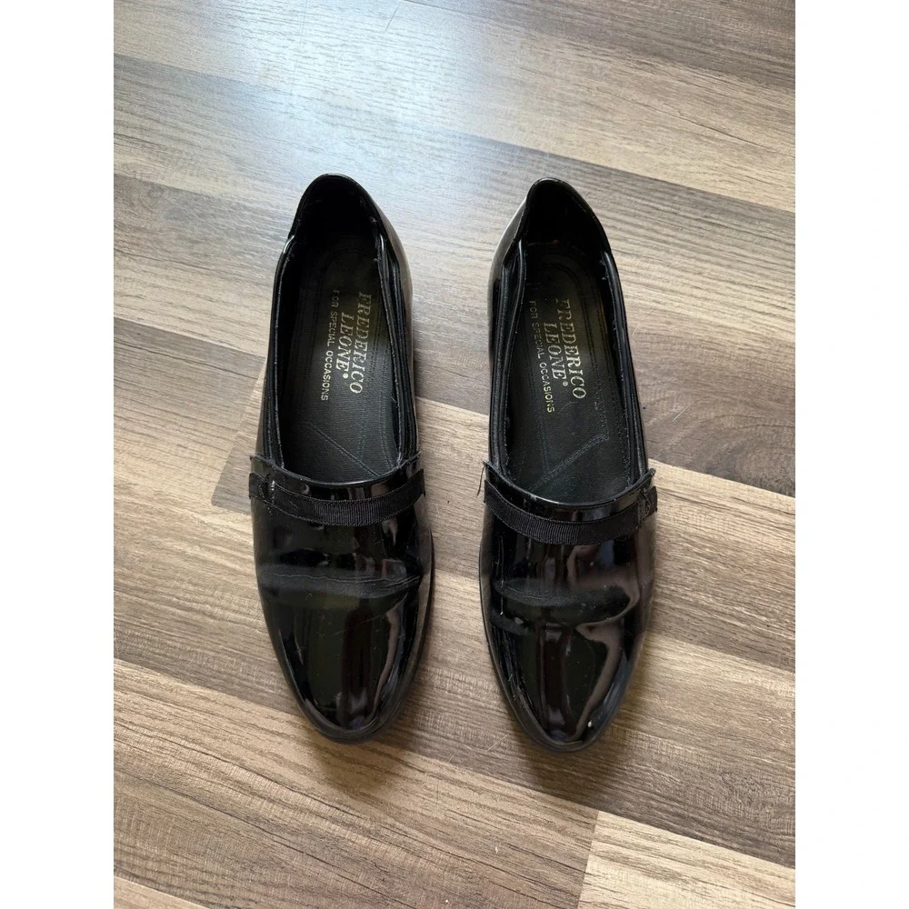Frederico Leone Loafers Mens 9.5 Black Good Patent Formal Tuxedo Shoes